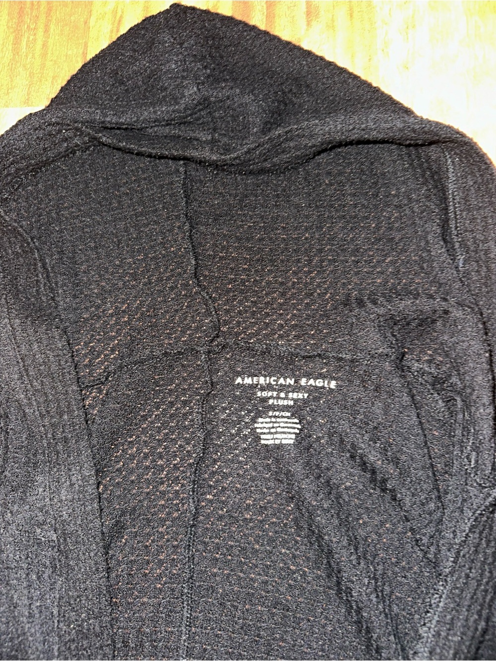 American Eagle Outfitters Black Hooded Open-Front Cardigan - Picture 2 of 4